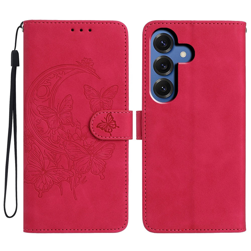 For Samsung Galaxy S26+ Case Butterfly Flower Imprinted PU Leather Wallet Stand Phone Cover