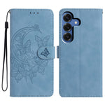 Samsung Galaxy S26+-etui med præget sommerfugleblomstmotiv i PU-læder og pung