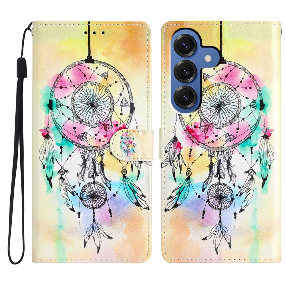 Plånboksfodral för Samsung Galaxy S26+ i PU-läder med mönstertryck och stativ, mobilskal med rem