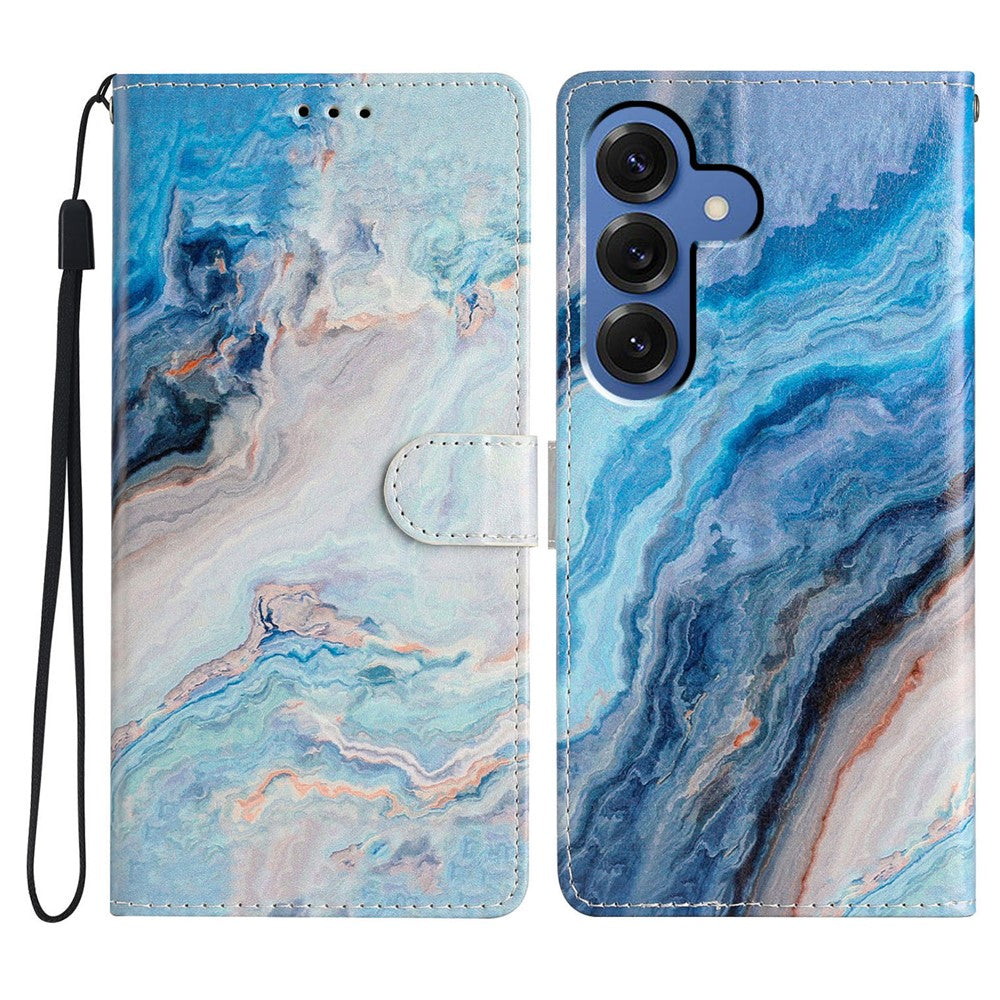 Plånboksfodral för Samsung Galaxy S26+ i PU-läder med mönstertryck och stativ, mobilskal med rem