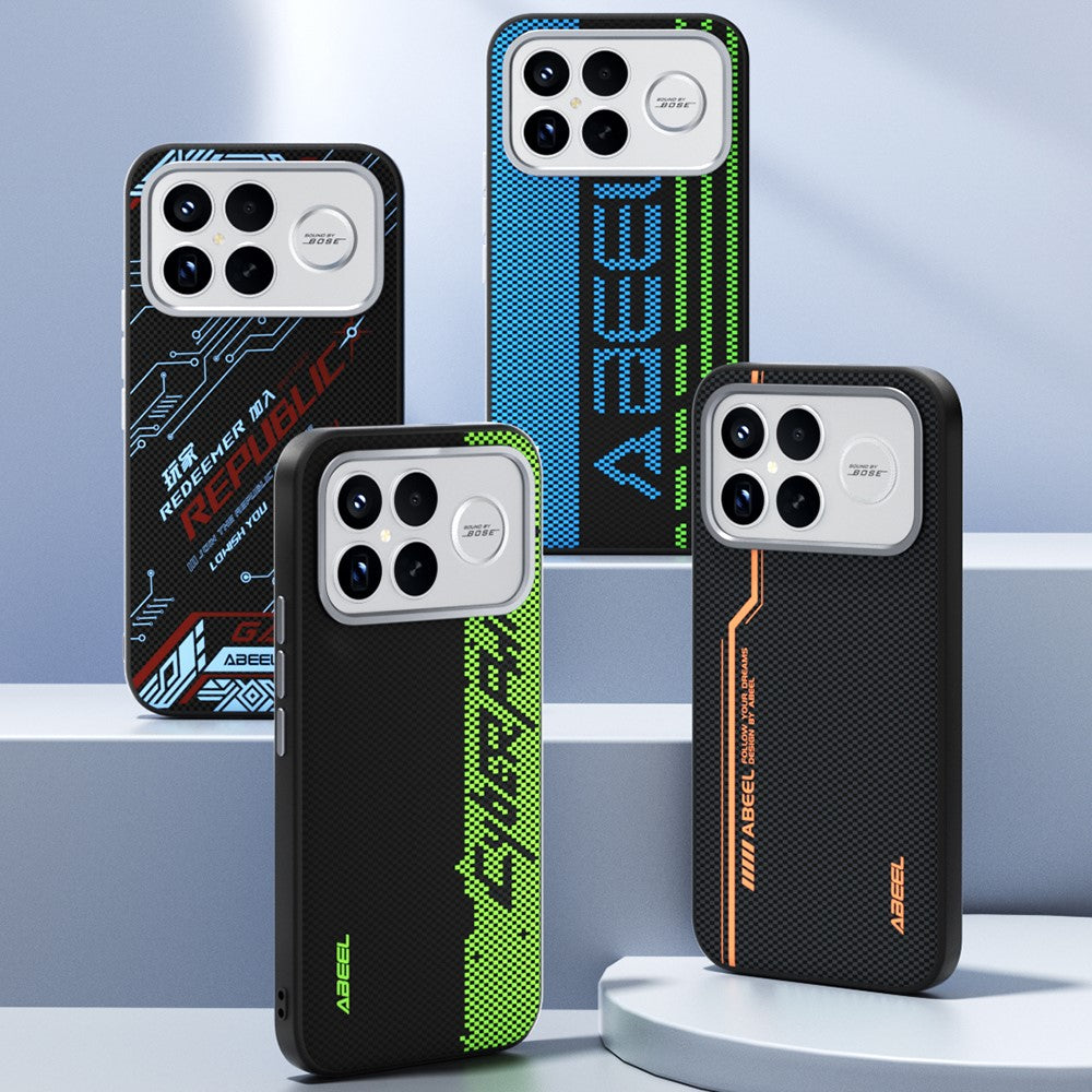 ABEEL Magnetiskt Skal För Xiaomi Redmi K90 5G / Poco F8 Pro 5G Mikropräglad 6D-tryckt PC TPU Aluminiumlegering Läder mobilskal