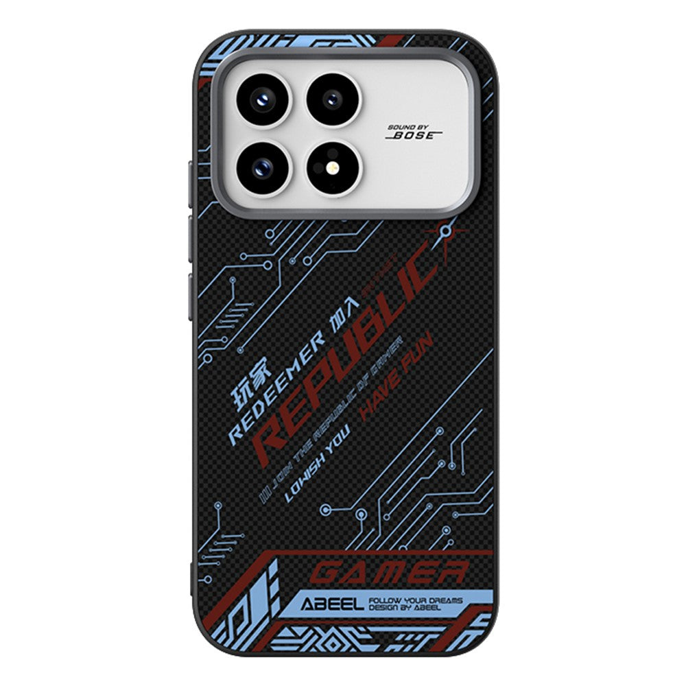 ABEEL Magnetiskt Skal För Xiaomi Redmi K90 5G / Poco F8 Pro 5G Mikropräglad 6D-tryckt PC TPU Aluminiumlegering Läder mobilskal