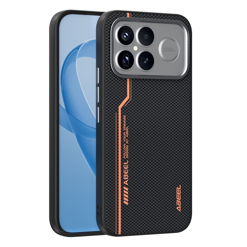 ABEEL För Xiaomi Redmi K90 Pro Max 5G / Poco F8 Ultra Magnetiskt Skal Mikroprägling 6D-tryckt PC TPU Aluminiumlegering Läder mobilskal