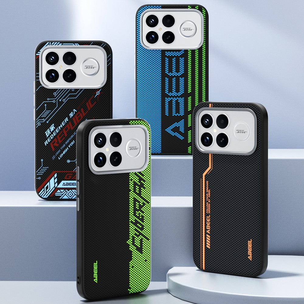 ABEEL För Xiaomi Redmi K90 Pro Max 5G / Poco F8 Ultra Magnetiskt Skal Mikroprägling 6D-tryckt PC TPU Aluminiumlegering Läder mobilskal