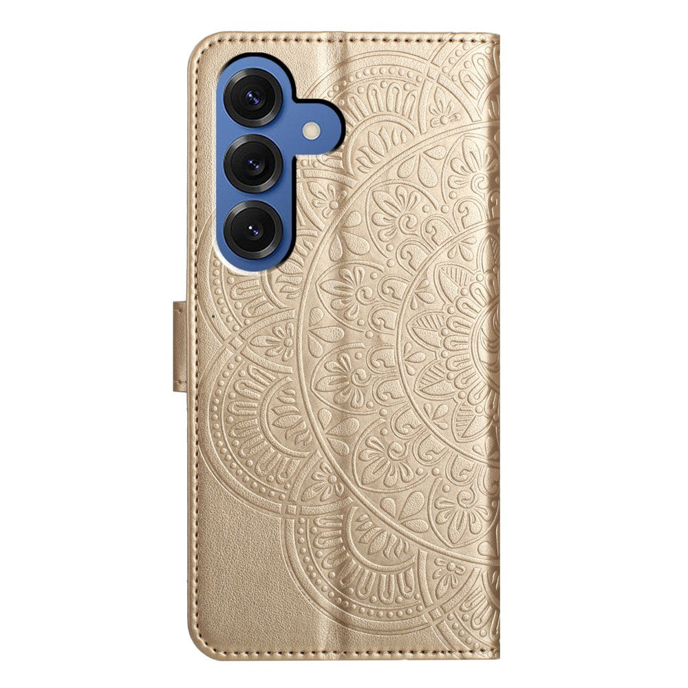 Läderfodral för Samsung Galaxy S26+ med korthållare och mandalamönster.