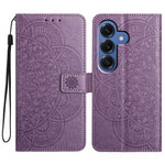 Läderfodral för Samsung Galaxy S26+ med korthållare och mandalamönster.