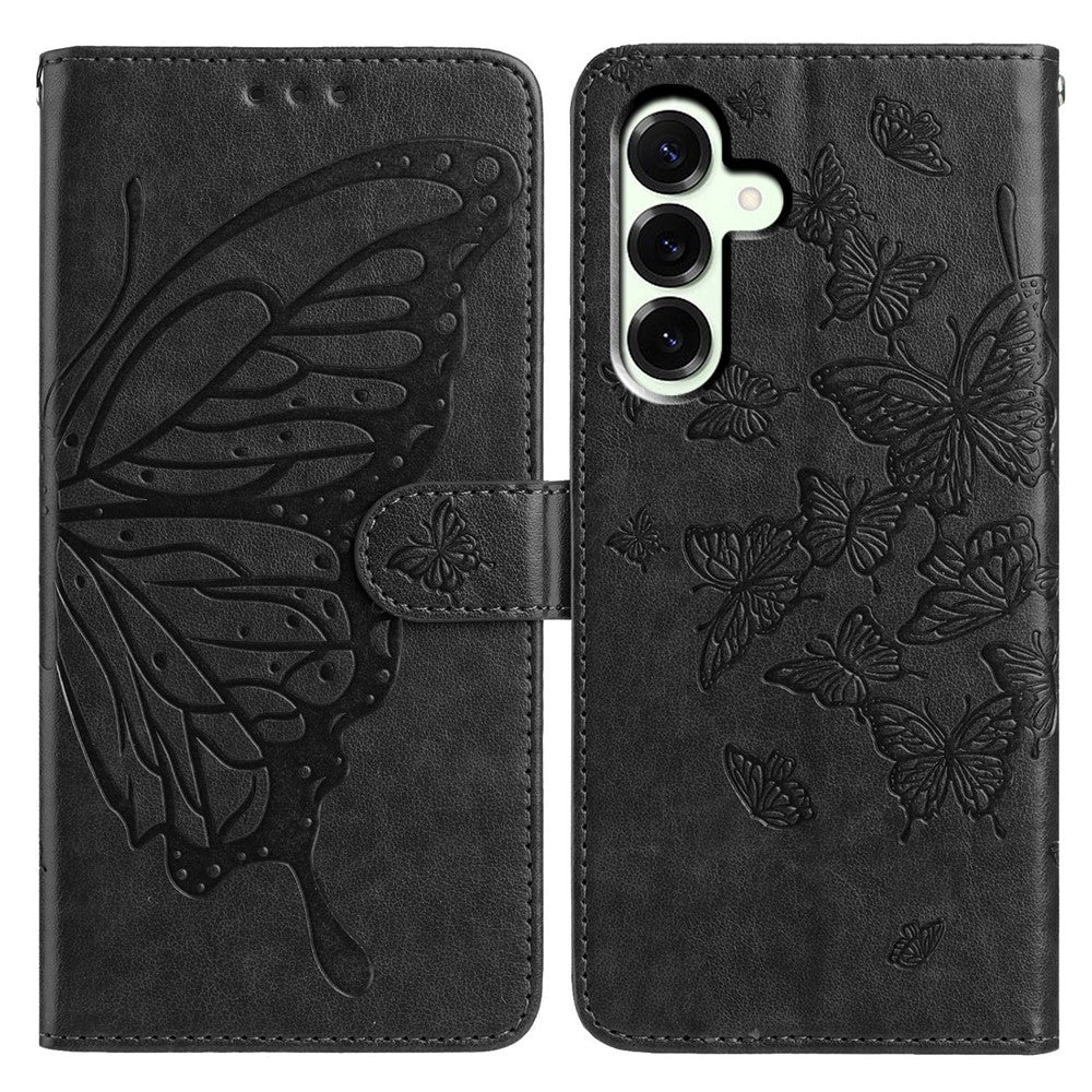 For Samsung Galaxy A37 5G Case Butterfly Imprinted Wallet Stand PU Leather Flip Phone Cover with Strap
