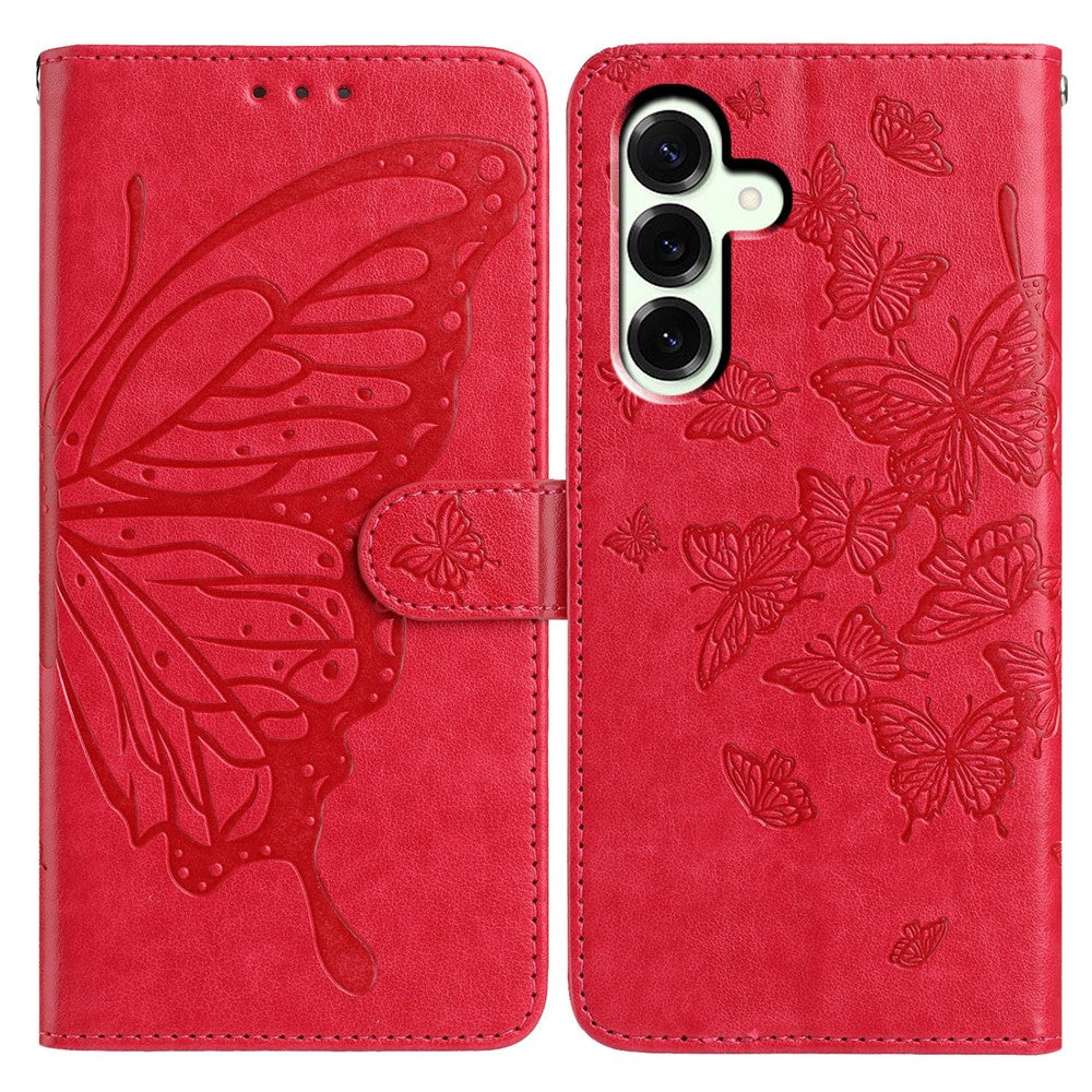 For Samsung Galaxy A37 5G Case Butterfly Imprinted Wallet Stand PU Leather Flip Phone Cover with Strap