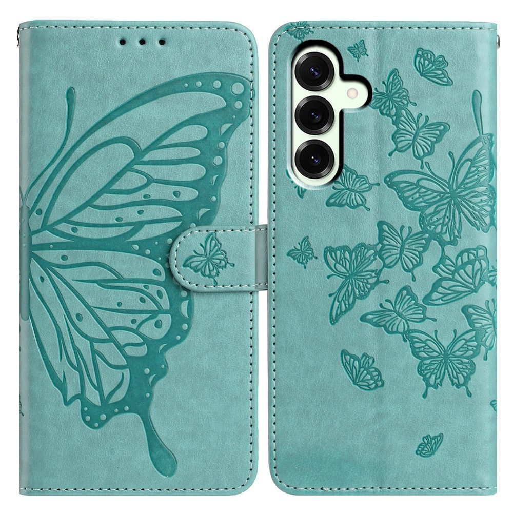 For Samsung Galaxy A37 5G Case Butterfly Imprinted Wallet Stand PU Leather Flip Phone Cover with Strap