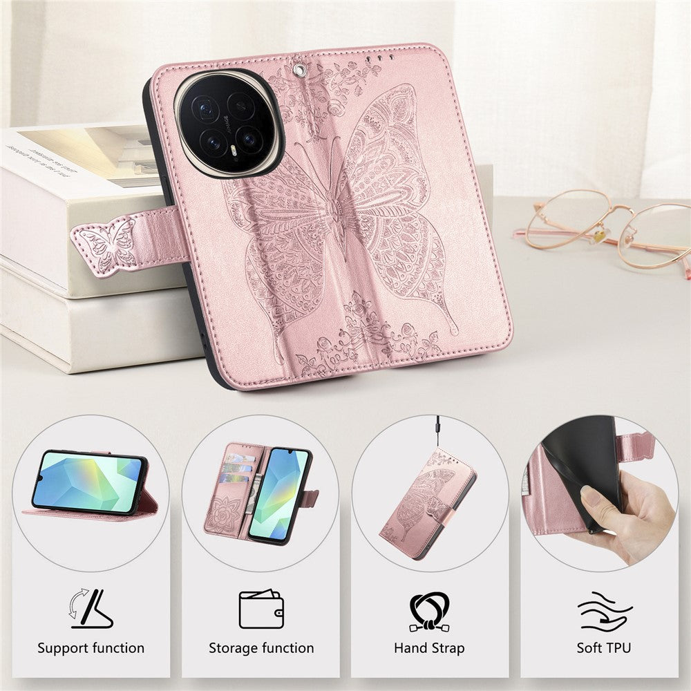 For Honor Magic8 Pro 5G Case with Strap Butterfly Pattern PU Leather Wallet Phone Cover