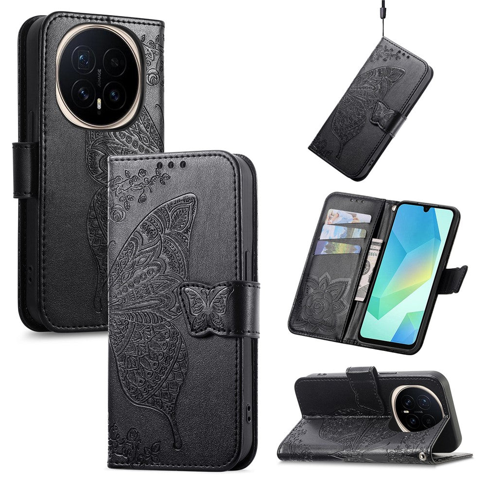 For Honor Magic8 Pro 5G Case with Strap Butterfly Pattern PU Leather Wallet Phone Cover