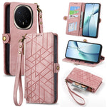 For  Honor Magic8 Pro 5G Case Zipper Wallet Geometry Lines Leather Phone Cover with Strap
