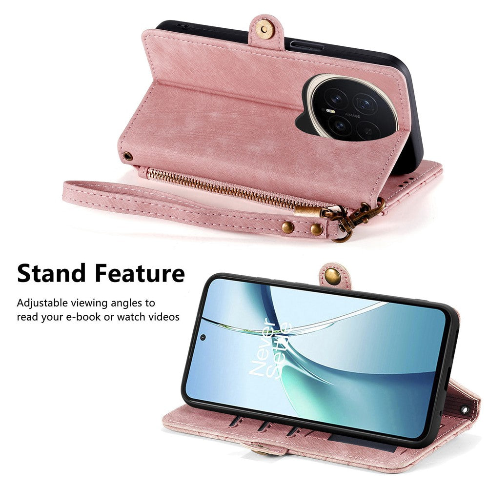 For  Honor Magic8 Pro 5G Case Zipper Wallet Geometry Lines Leather Phone Cover with Strap