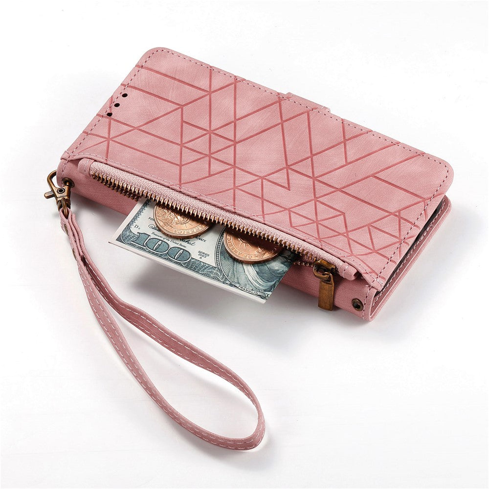 For  Honor Magic8 Pro 5G Case Zipper Wallet Geometry Lines Leather Phone Cover with Strap