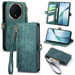 For  Honor Magic8 Pro 5G Case Zipper Wallet Geometry Lines Leather Phone Cover with Strap