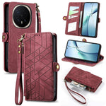 For  Honor Magic8 Pro 5G Case Zipper Wallet Geometry Lines Leather Phone Cover with Strap