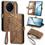 For  Honor Magic8 Pro 5G Case Zipper Wallet Geometry Lines Leather Phone Cover with Strap