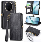 For  Honor Magic8 Pro 5G Case Zipper Wallet Geometry Lines Leather Phone Cover with Strap
