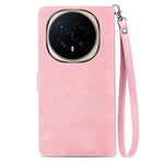 For Honor Magic8 Pro 5G Zipper Wallet Case with Strap Flower Imprint PU Leather Phone Cover