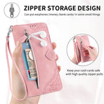 For Honor Magic8 Pro 5G Zipper Wallet Case with Strap Flower Imprint PU Leather Phone Cover