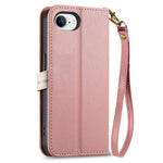 For iPhone 17th / 16th Stand Case Leaf Shape Magnetic Clasp Leather Phone Cover with Hand Strap