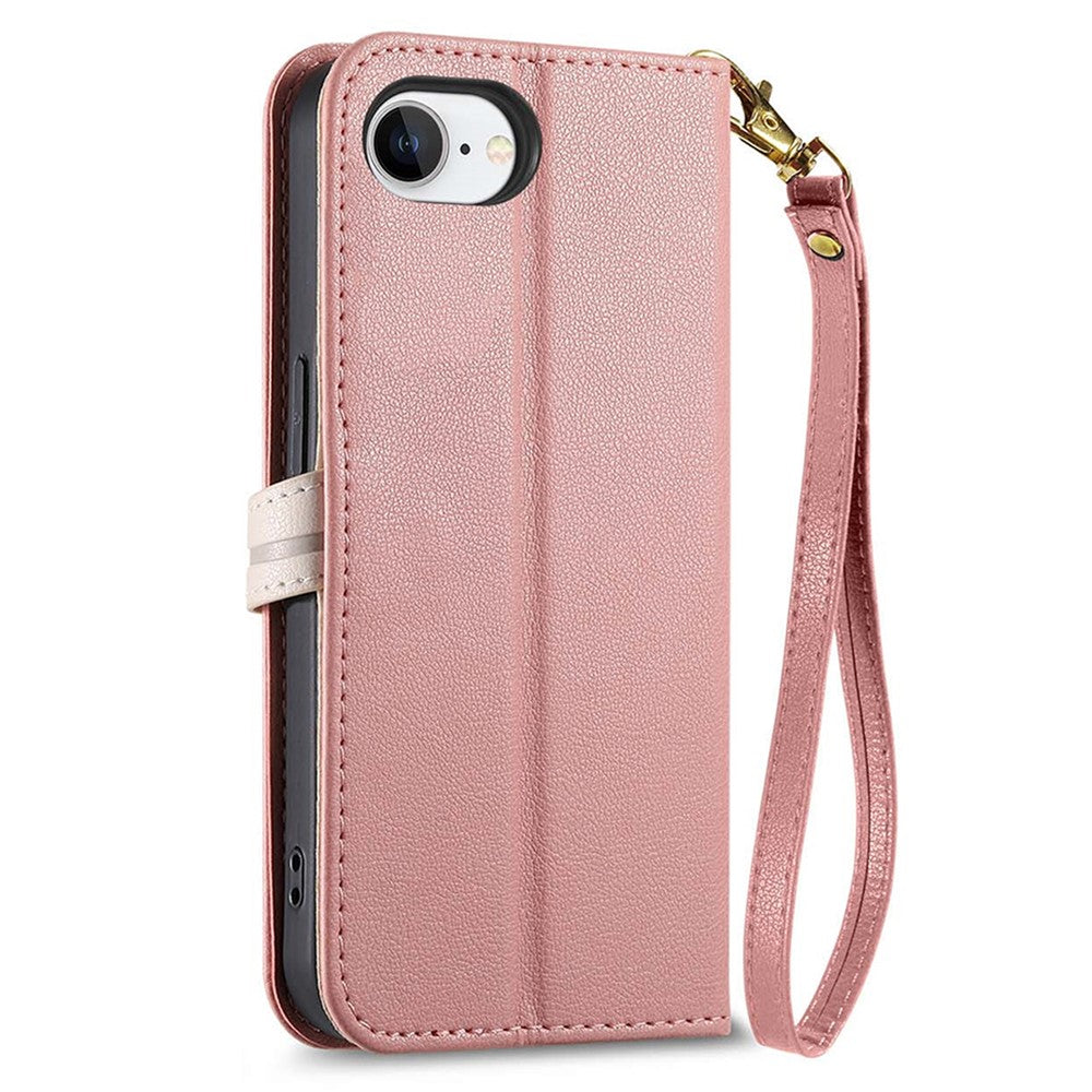 For iPhone 17th / 16th Stand Case Leaf Shape Magnetic Clasp Leather Phone Cover with Hand Strap