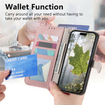For iPhone 17th / 16th Stand Case Leaf Shape Magnetic Clasp Leather Phone Cover with Hand Strap
