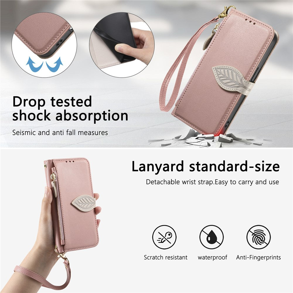 For Honor 400 Pro 5G (Global) Stativcover Bladformet Magnetlås Læder Telefoncover med Håndrem