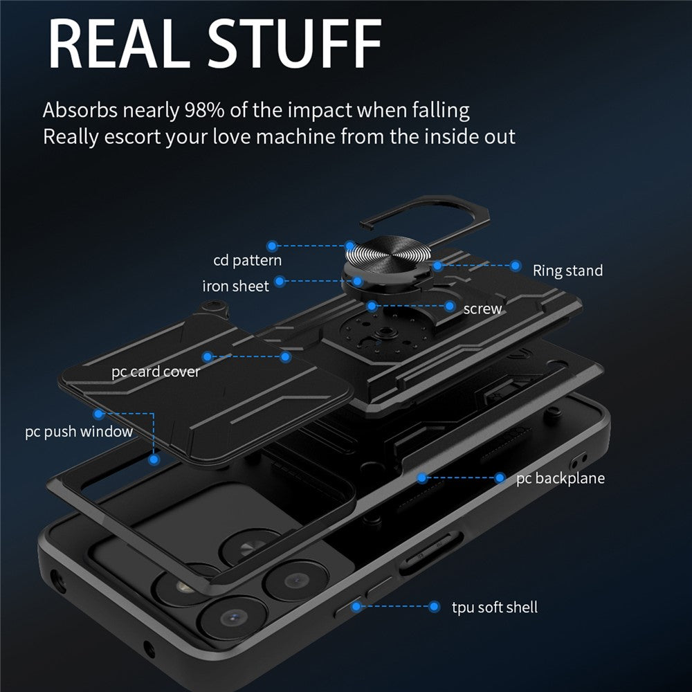 Phone Case For Honor 400 Smart 5G  /  X7d 5G  /  X7d 4G PC + TPU Kickstand Back Cover with Camera Slider