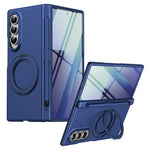 For Samsung Galaxy Z Fold4 5G Rotary Kickstand PC Phone Cover with Tempered Glass Film / Stylus