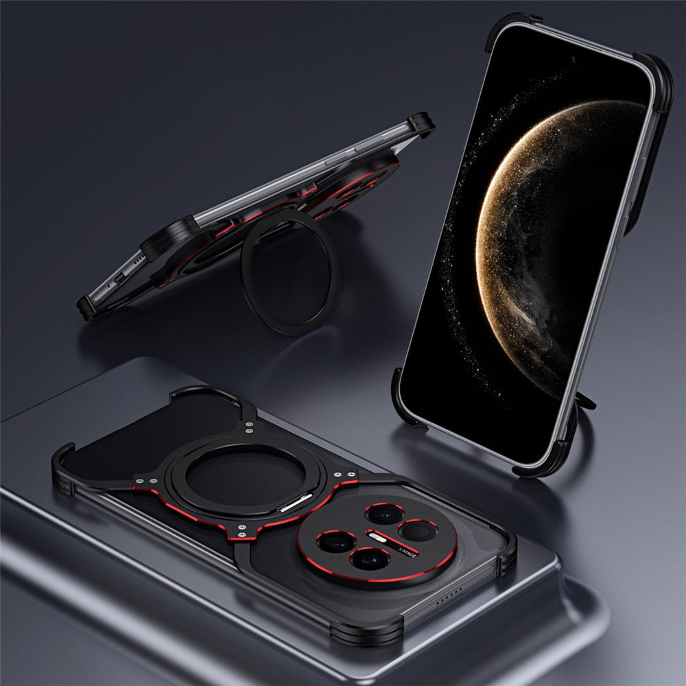 Huawei Mate 70 Air-skal med stativ, magnetiskt mobilskydd, metallstötfångare