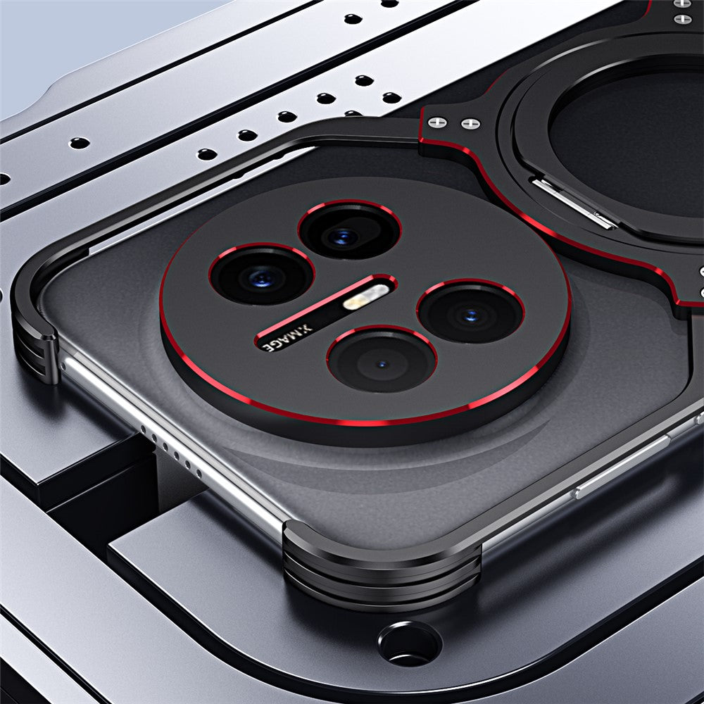 Huawei Mate 70 Air-skal med stativ, magnetiskt mobilskydd, metallstötfångare