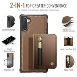 JEEHOOD Til Samsung Galaxy Note 10 4G Cover J12 Magnetisk Aftagelig Lynlås Pung Kickstand Læder Bagcover Magnetisk Cover