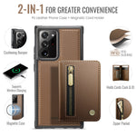 JEEHOOD For Samsung Galaxy Note20 Ultra Case  J12 Magnetic Detachable Zipper Wallet Kickstand Leather Back Cover Magnetic Case