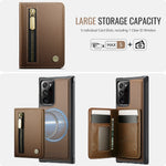 JEEHOOD For Samsung Galaxy Note20 Ultra Case  J12 Magnetic Detachable Zipper Wallet Kickstand Leather Back Cover Magnetic Case