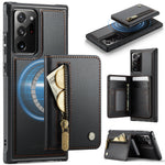 JEEHOOD For Samsung Galaxy Note20 Ultra Case  J12 Magnetic Detachable Zipper Wallet Kickstand Leather Back Cover Magnetic Case