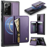 JEEHOOD For Samsung Galaxy Note20 Ultra Case  J12 Magnetic Detachable Zipper Wallet Kickstand Leather Back Cover Magnetic Case