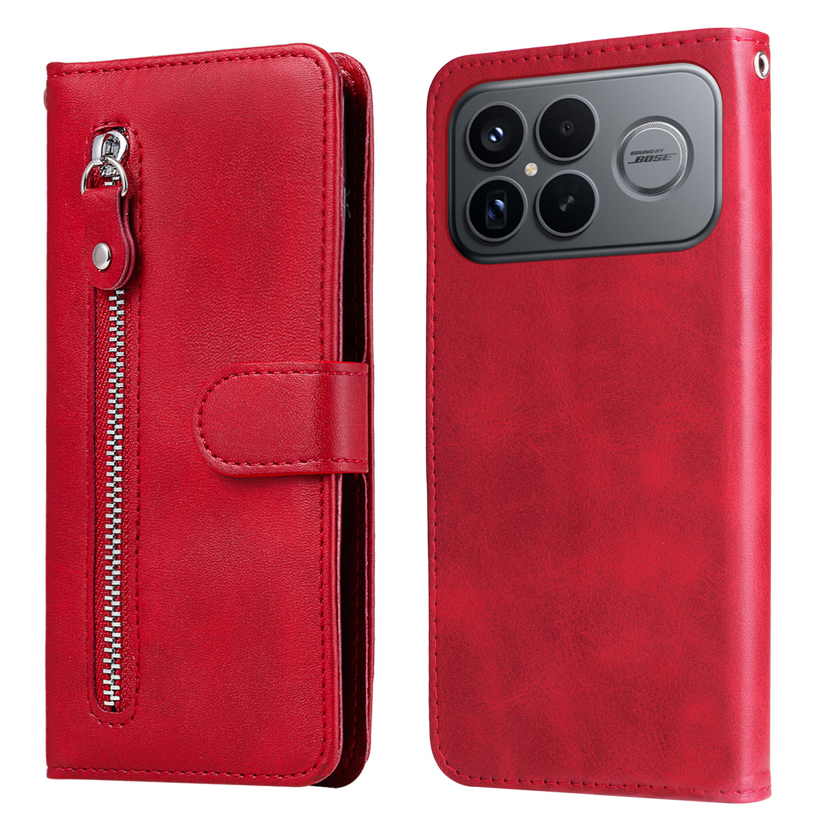 Xiaomi Redmi K90 Pro Max 5G / Poco F8 Ultra-etui i PU-læder med lynlås, tegnebogsetui med stativ