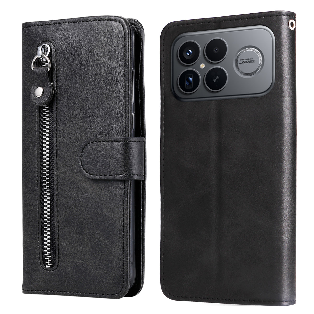 Xiaomi Redmi K90 Pro Max 5G / Poco F8 Ultra-etui i PU-læder med lynlås, tegnebogsetui med stativ