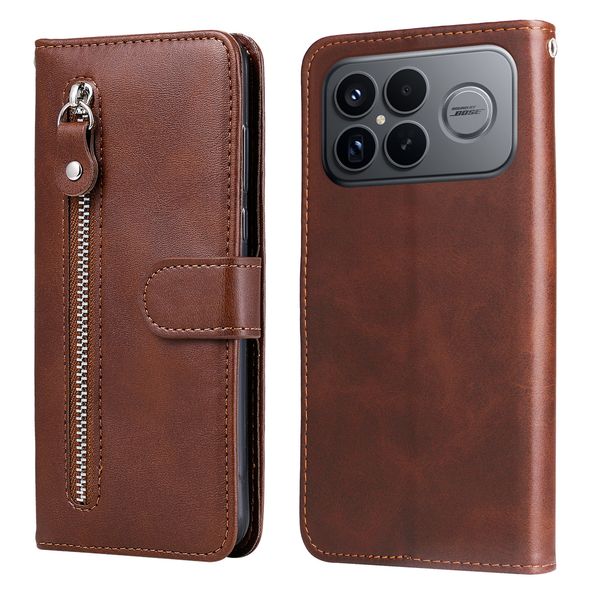 Xiaomi Redmi K90 Pro Max 5G / Poco F8 Ultra-etui i PU-læder med lynlås, tegnebogsetui med stativ