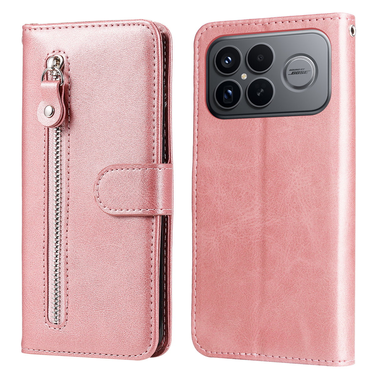 Xiaomi Redmi K90 Pro Max 5G / Poco F8 Ultra-etui i PU-læder med lynlås, tegnebogsetui med stativ