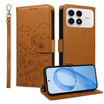 For Xiaomi Redmi K90 5G / Poco F8 Pro 5G Case RFID Blocking Imprinted Dog Pattern PU Leather Phone Cover with Wrist Strap