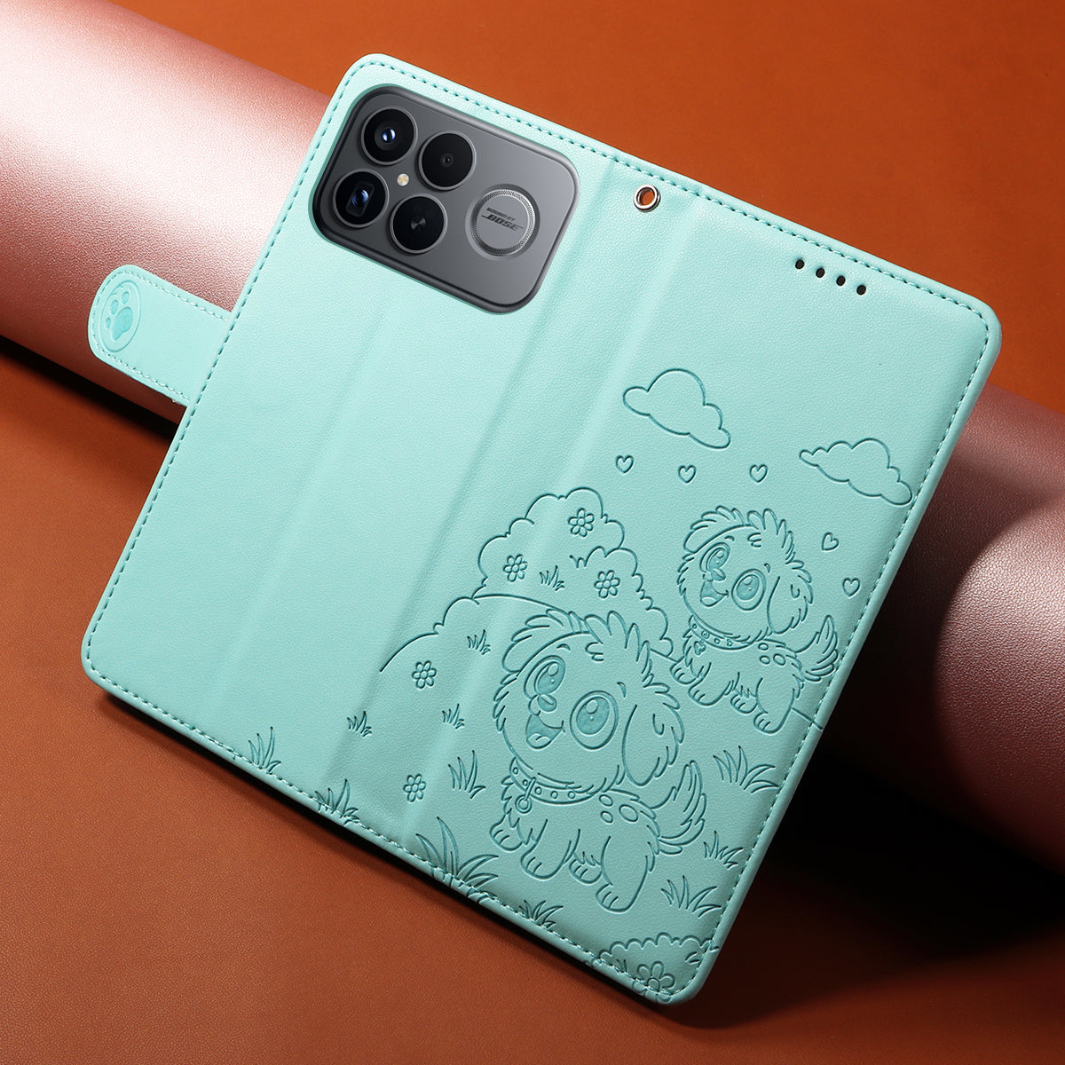 For Xiaomi Redmi K90 Pro Max 5G / Poco F8 Ultra Case RFID Blocking Imprinted Dog Pattern PU Leather Phone Cover with Wrist Strap
