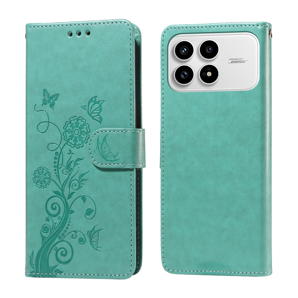 For Xiaomi Redmi K90 5G / Poco F8 Pro 5G Leather Case Butterfly Floral Imprint Wallet Stand Cover
