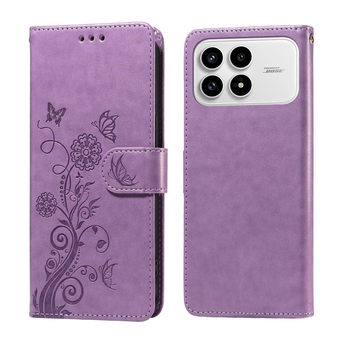 For Xiaomi Redmi K90 5G / Poco F8 Pro 5G Leather Case Butterfly Floral Imprint Wallet Stand Cover