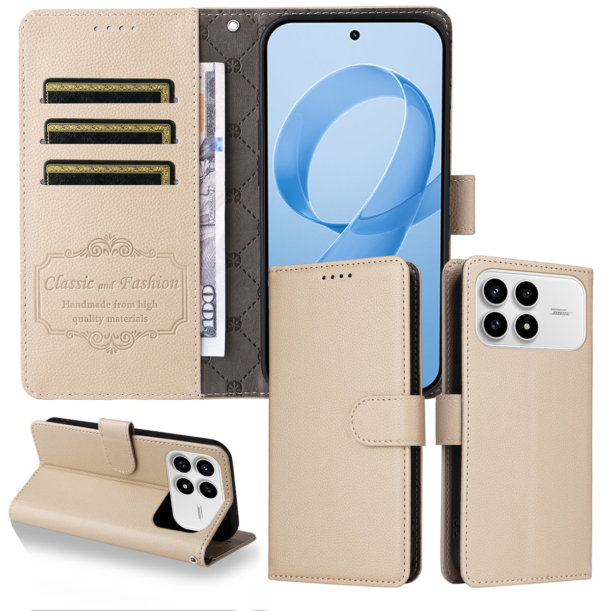For Xiaomi Redmi K90 5G / Poco F8 Pro 5G Case RFID Blocking 3 Card Slots PU Leather Phone Cover with Wrist Strap