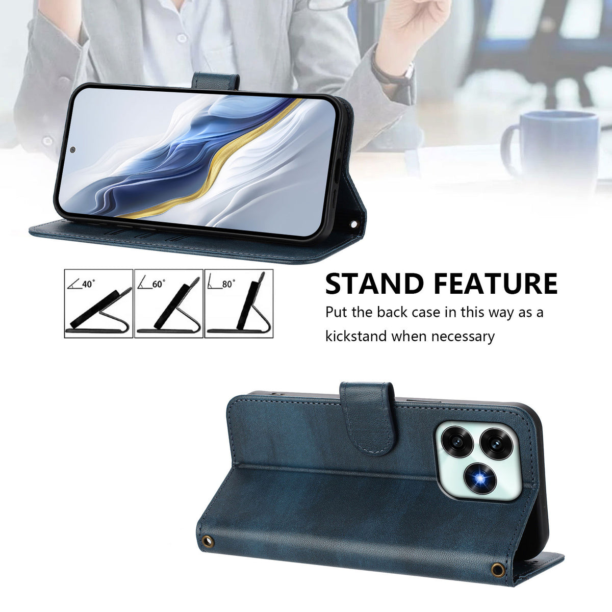 For Honor X5c 4G / Honor X5c Plus 4G Cases Wallet Stand Retro Texture Leather Phone Cover with Lanyard