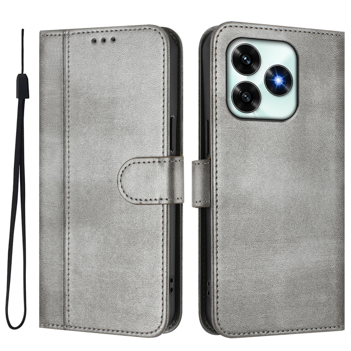 For Honor X5c 4G / Honor X5c Plus 4G Cases Wallet Stand Retro Texture Leather Phone Cover with Lanyard