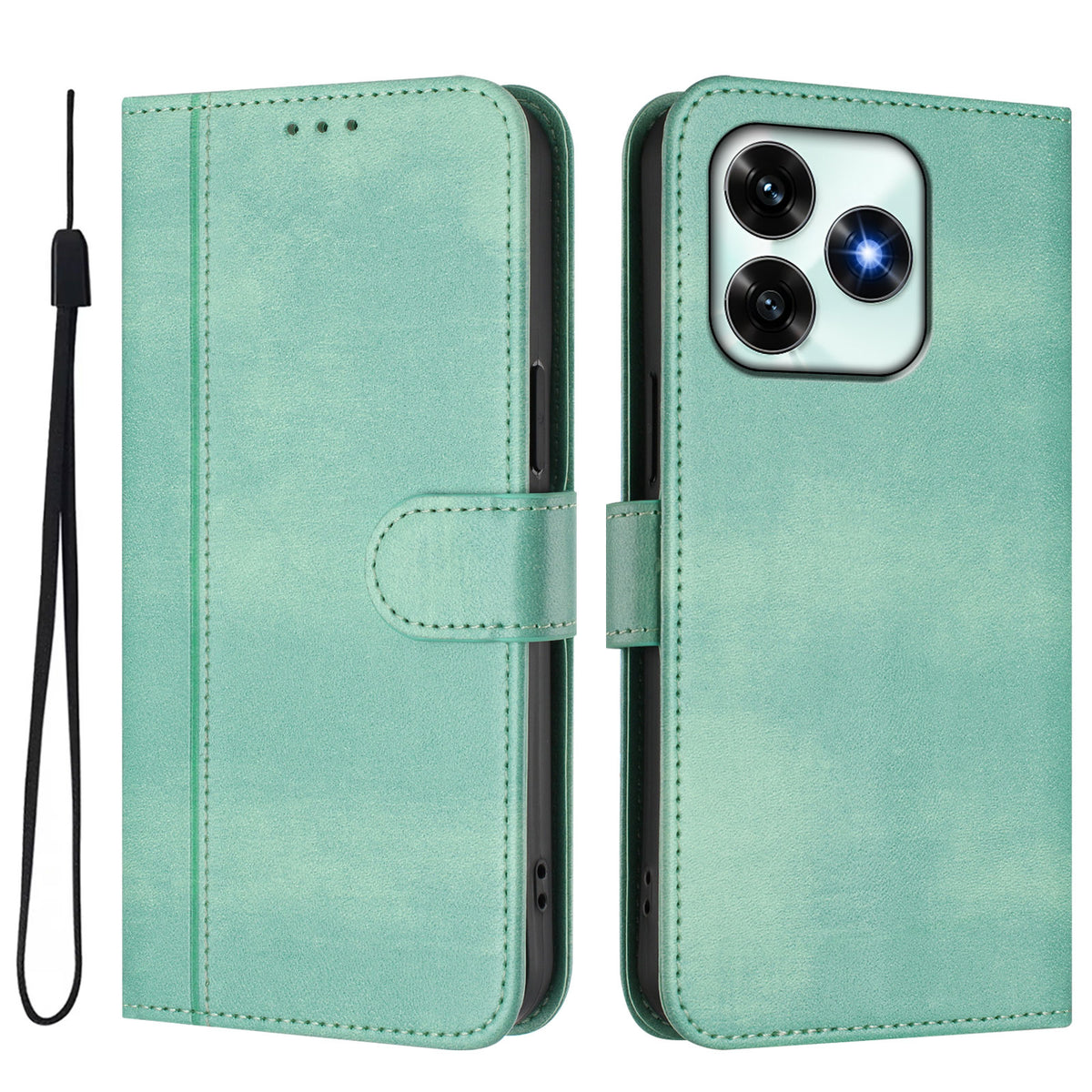 For Honor X5c 4G / Honor X5c Plus 4G Cases Wallet Stand Retro Texture Leather Phone Cover with Lanyard