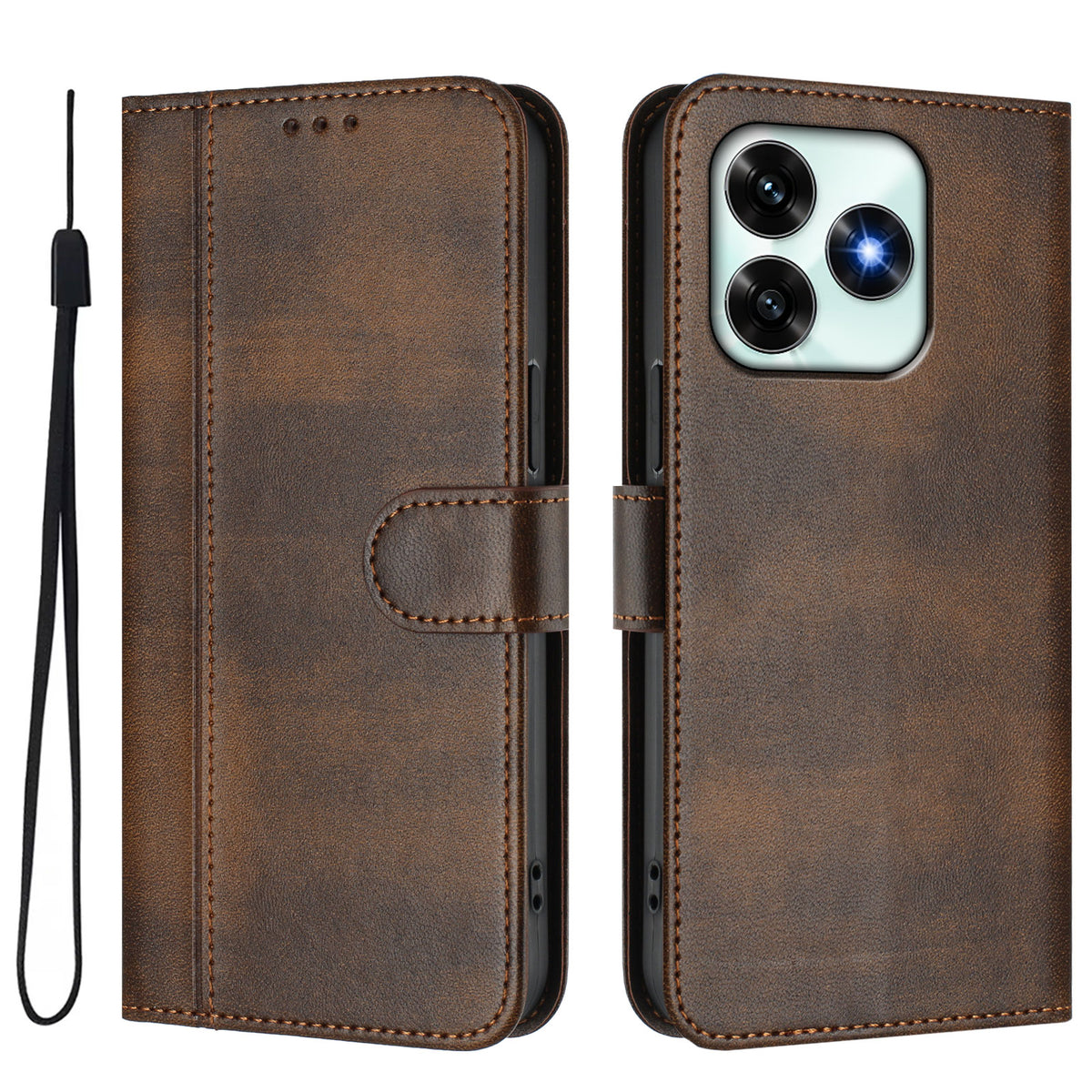 For Honor X5c 4G / Honor X5c Plus 4G Cases Wallet Stand Retro Texture Leather Phone Cover with Lanyard